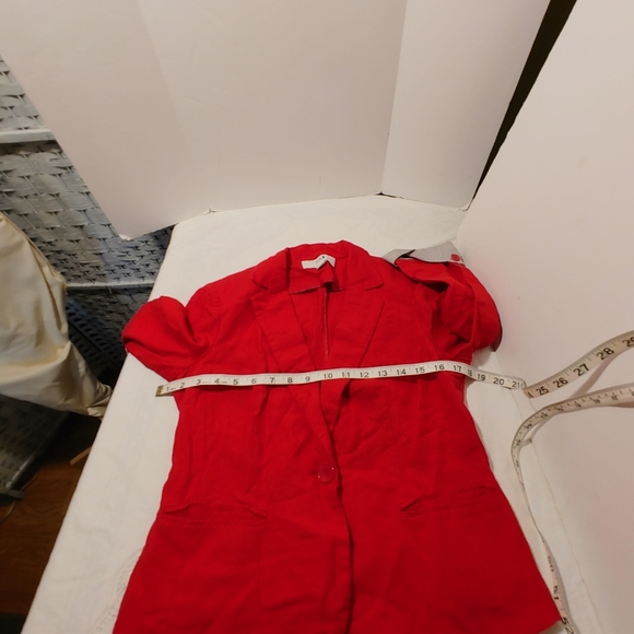 Red Short Jacket Size M 3/4 Sleeves 1 Button Front - Picture 8 of 8